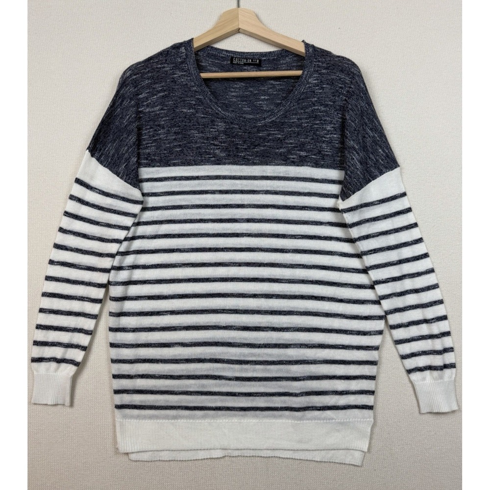 Cotton On Women's Blue White Striped Lightweight Sweater Size M Preppy Coastal